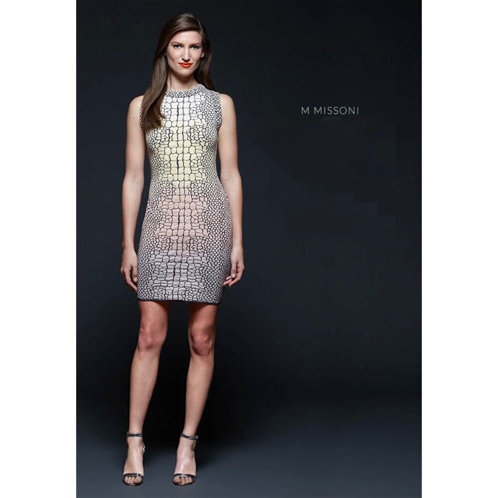 M By Missoni Crocodile Print Stretch Bodycon Dress Edgy Baddie Sexy EU 44